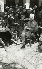 MSG002: Durrës [and not Tirana]: Italian journalists sitting in a café, April 1914 (Marquis di San Giuliano Photo Collection).