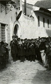 MSG015: Durrës: A military band in front of the Italian consulate, March 1914 (Marquis di San Giuliano Photo Collection).