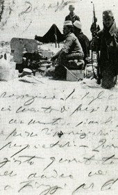 MSG048: Durrës: Postcard of Albanian troops, June 1914 (Marquis di San Giuliano Photo Collection).