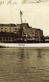 MSG060: Monopoli[?]: The Italian vessel Misurata which was later to take Prince Wied into exile, April 1914 (Marquis di San Giuliano Photo Collection).