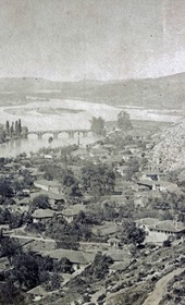 Shkodra, Albania. The Lead Mosque (built 1773-1774) and the Bahçëllëk Bridge. Sultan Abdul Hamid Photo Collection, Istanbul University Library, No. 90766-0050