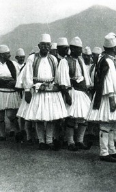 “Tosks singing at King Zog’s birthday party, 1929” (Photo: Carleton Coon 1929).