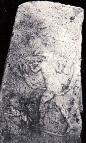 AD181: "Marble engraving found in Durrës" (Photo: Alexandre Degrand, 1890s).