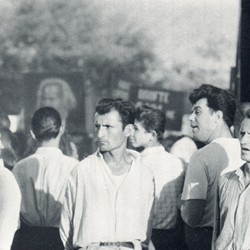HH169b | The secret police (Sigurimi) observing a political rally in Elbasan (Photo: Harry Hamm 1961).