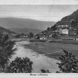 EJQ002: View of the Osum River and part of the town of Berat, Albania.