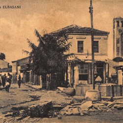 EJQ008: View of the bazaar of Elbasan, Albania.