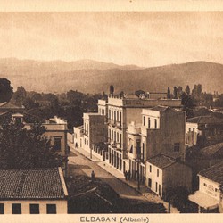 EJQ019: View of the centre of Elbasan, Albania.