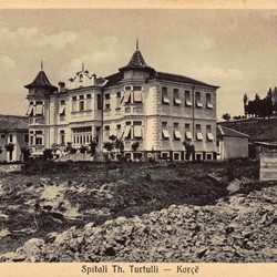 EJQ032: The Thoma Turtulli Government Hospital in Korça, Albania – first view.