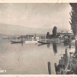 EJQ049: Fishing boats on Lake Ohrid at Pogradec, Albania.