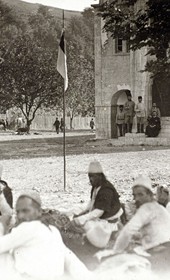 Jäckh302: "In front of the Church of St Alexander in Orosh, Mirdita" (Photo: Ernst Jäckh, ca. 1910. Courtesy of Rare Books and Manuscript Library, Columbia University, New York, 130114-0024).