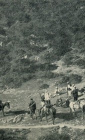 GLJ108B: "From Kukës to Orosh: my Turkish escort and my Albanian escort at the Viziers' Bridge" (Photo: Gabriel Louis-Jaray, 1909).