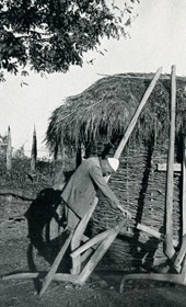 EVL063: Farmer and his wooden plough (Photo: Erich von Luckwald, ca. 1936).