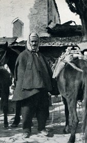 EVL112: Saddled horses at the monastery of Shijon near Elbasan (Photo: Erich von Luckwald, ca. 1936).