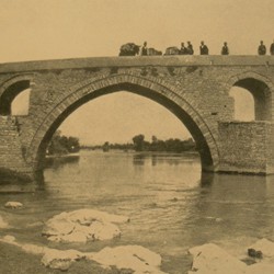 FMG020: The Hasan Bey Bridge at Banja (Ura Vajgurore), between Lushnja and Berat, Albania (photo: Friedrich Markgraf, 1924-1928).