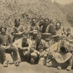 FMG025: Aromanian (Vlach) villagers at a nomadic settlement on Mount Guri i Topit in the Gramsh region of Albania (photo: Friedrich Markgraf, 1924-1928).