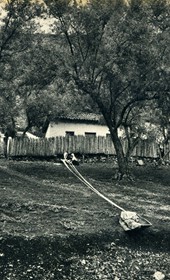 GM057: Women in Kruja, weaving under the olive trees (Photo: Giuseppe Massani, 1940).