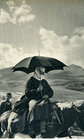 GM111: Woman on horseback near Gjirokastra (Photo: Giuseppe Massani, 1940).