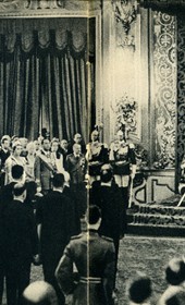 GM134: Italian King Victor Emmanuel III speaking in Rome at the ceremony during which he was made King of Albania on 16 April 1939 (Photo: Giuseppe Massani, 1940).