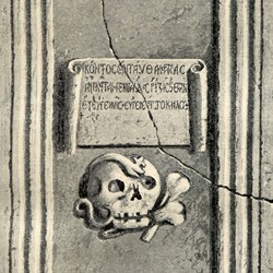 CP061: Sketch of a tombstone at the Monastery of Zvërnec, northwest of Vlora, Albania (Ernst Germ, ca. 1 May 1900).
