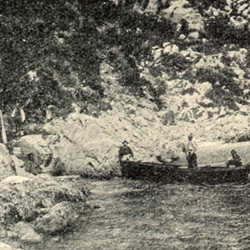 CP080: Landing in the cove of Pili (Greek Pelekito), site of an ancient cliff inscription on the Acroceraunian Peninsula, just north of Orikum, Albania (photo: Carl Patsch, 6 May 1900).