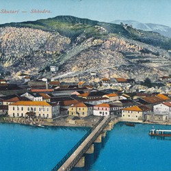 Old Shkodra with the Buna (Boyana) Bridge and the fortress, ca. 1913 
