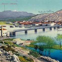 The old town of Shkodra and the Buna (Boyana) Bridge, ca. 1917 
