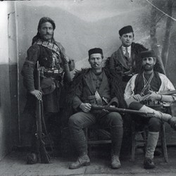 DhV014: Rebels of a çeta (armed band) in Kolonja, Albania (photo: Dhimitër Vangjeli).